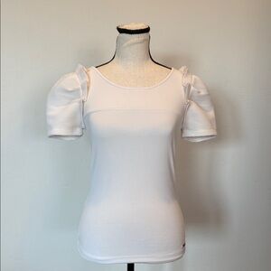 Armani Excahnge Women’s Blouse Ribbed Ruffle T-shirt, Size XS, EUC